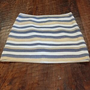 J. Crew Mini Skirt Metallic Striped Gold Glitter Accents Party Cocktail Size 6